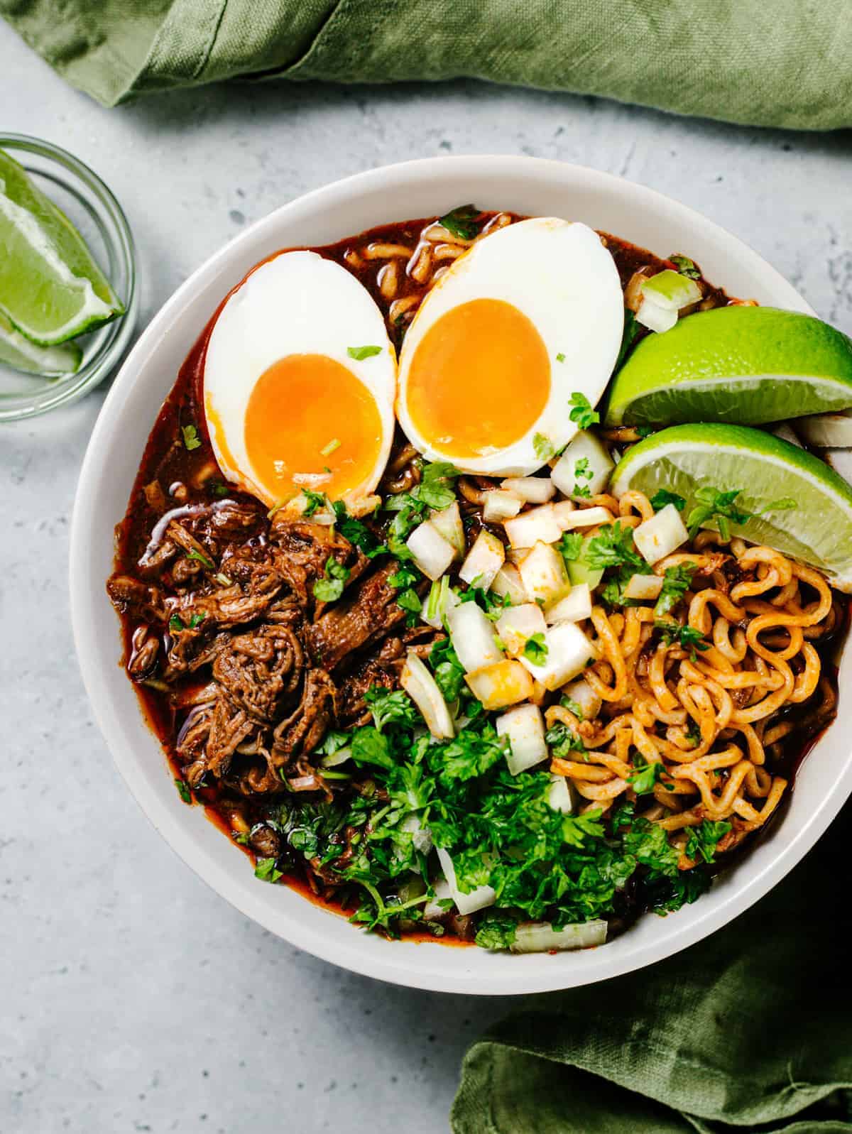 birria ramen with eggs