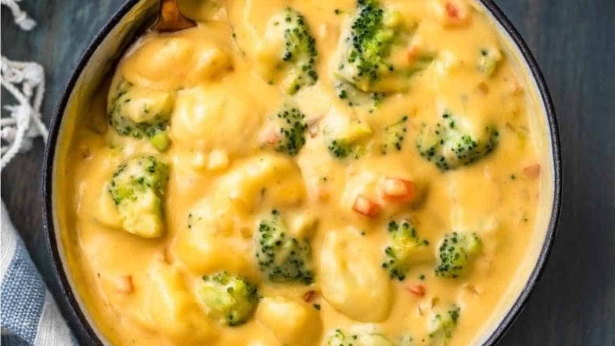 Broccoli and Cheese Soup with Gnocchi.