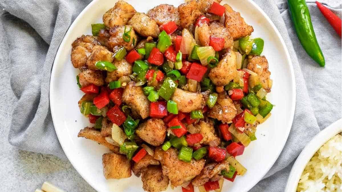 Chinese Salt and Pepper Chicken Stir Fry.