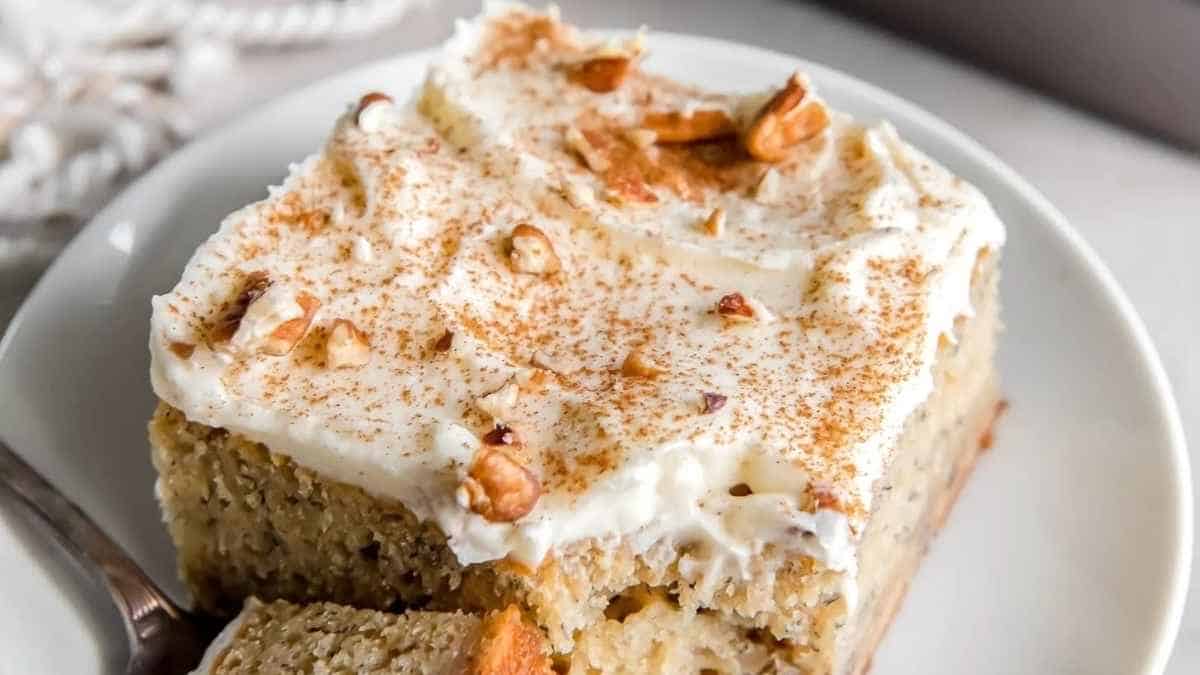 Easy Banana Sheet Cake with Cream Cheese Frosting. 