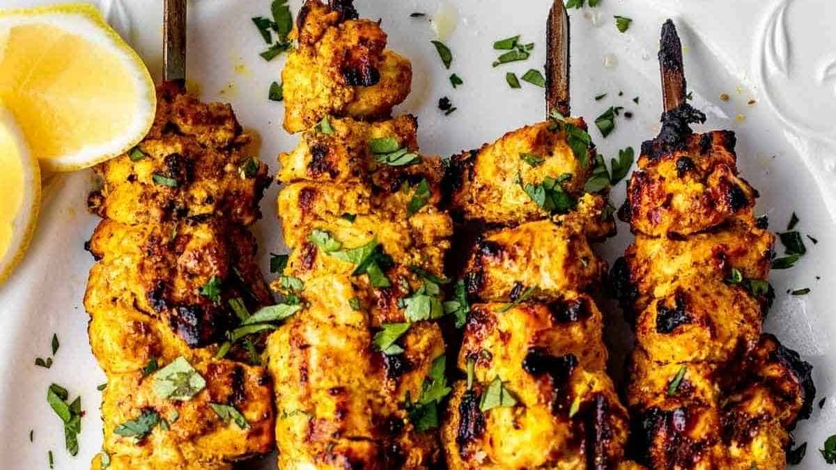 Grilled Chicken Tikka Kebabs Recipe.