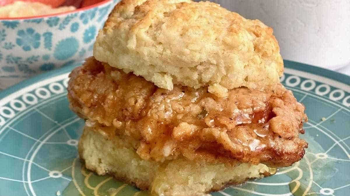 A stack of biscuits on a plate.