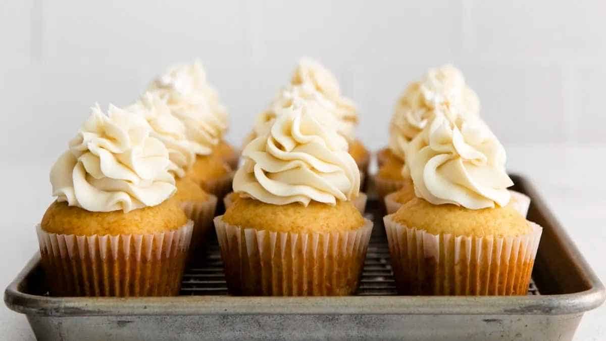 Honey Cupcakes With Honey Buttercream Icing.