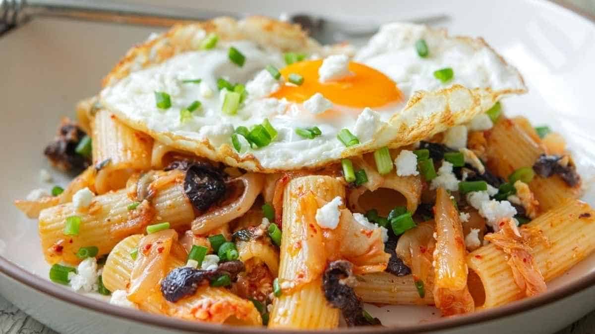 Kimchi Olive Pasta (greek-korean Fusion Recipe)