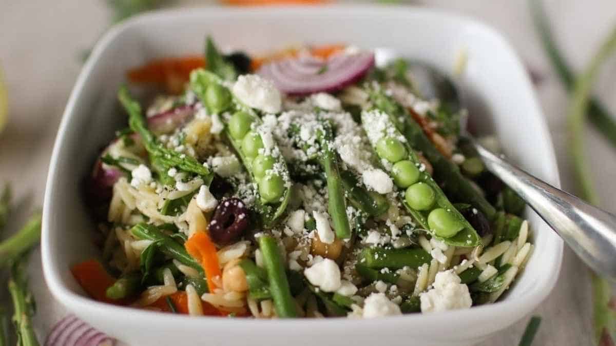 Lemon Orzo Salad with Asparagus and Fet