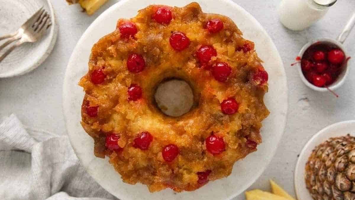 Pineapple Upside Down Cake With Crushed Pineapple.