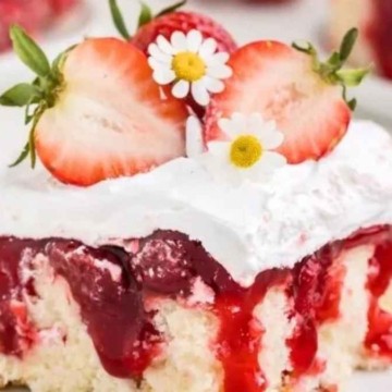 Strawberry Shortcake Poke Cake.