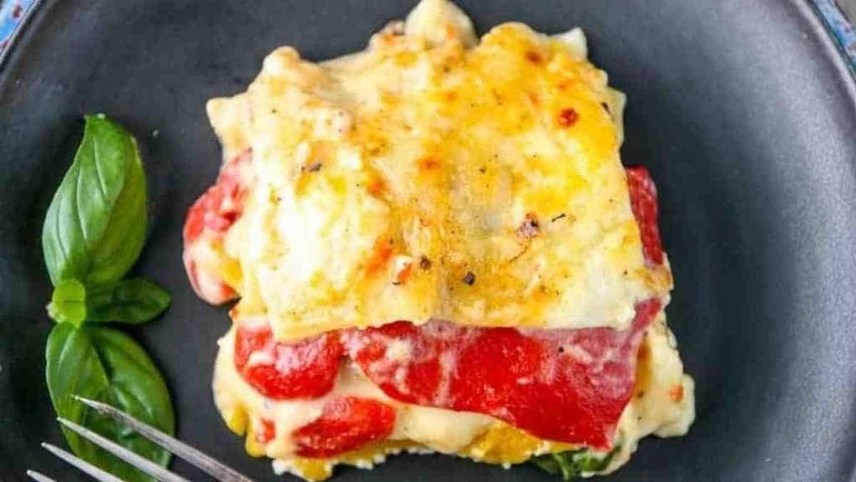 Vegetable Lasagna With White Sauce. 