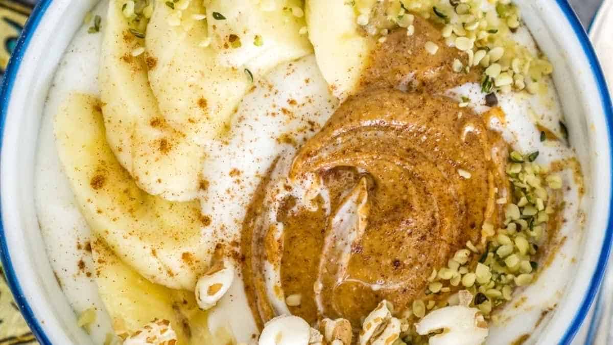 Whipped Cottage Cheese Bowls With Almond Butter And Banana. 