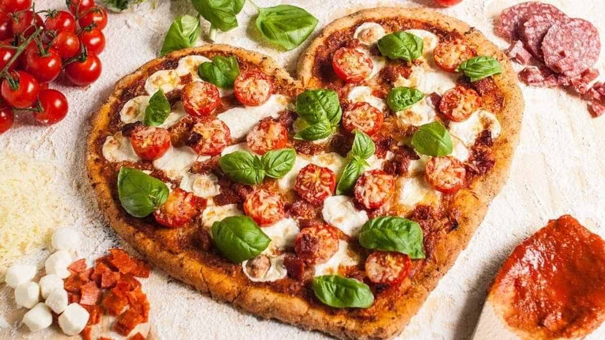Homemade Heart Shaped Pizza.