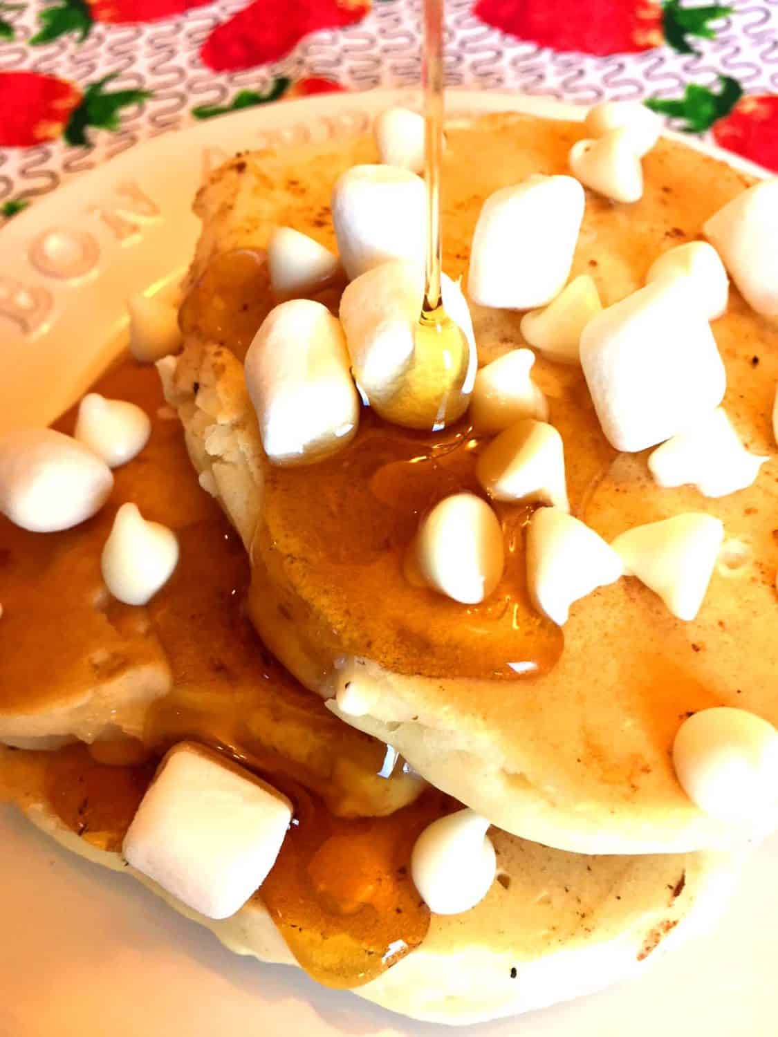 Marshmallow Pancakes With White Chocolate Chips.
