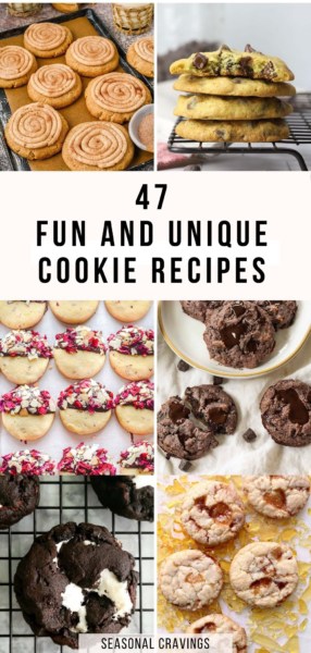 47 fun and unique cookie recipes featuring unconventional ingredients and flavor combinations.