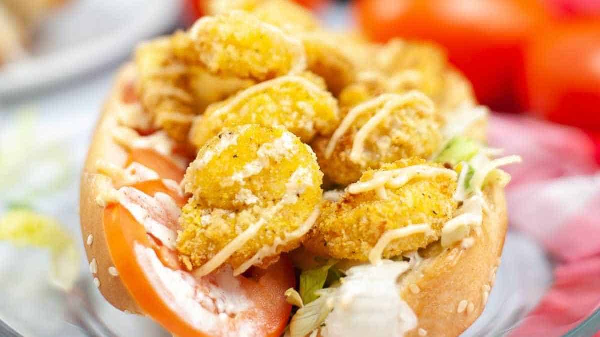 Air Fryer Shrimp Po Boy. 