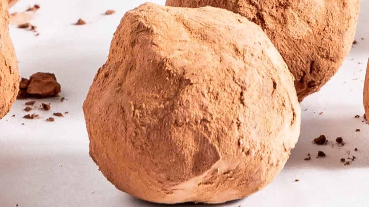 A close up of a ball of brown powder.