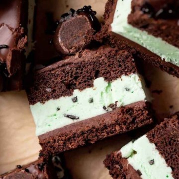 Chocolate mint ice cream bars on top of a piece of paper.