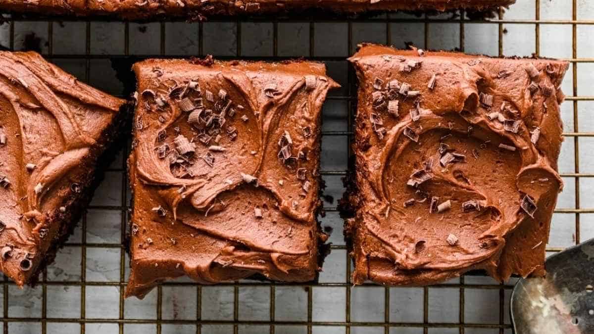 A brownie on a cooling rack.