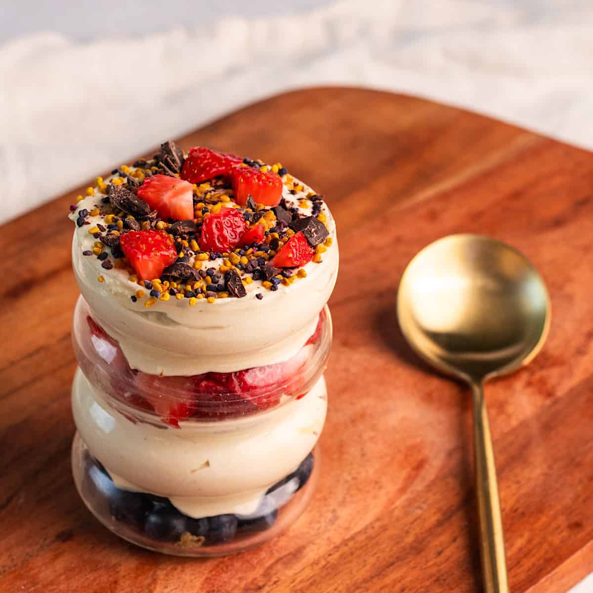 whipped honey cottage cheese parfait.