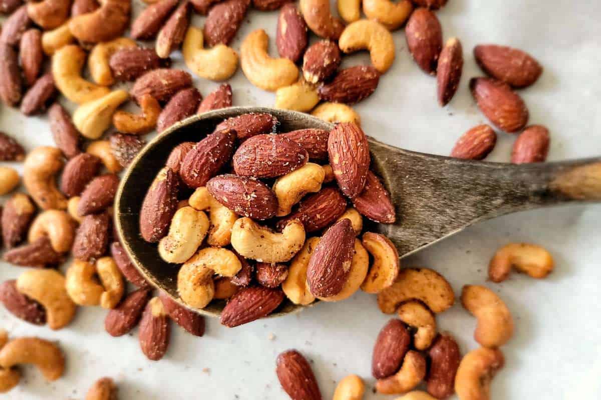 Air Fryer Roasted Nuts With Spices.