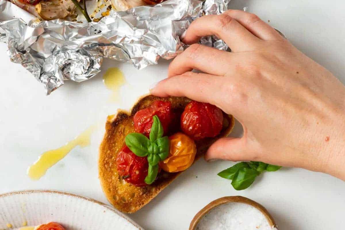 Air Fryer Roasted Tomatoes. 