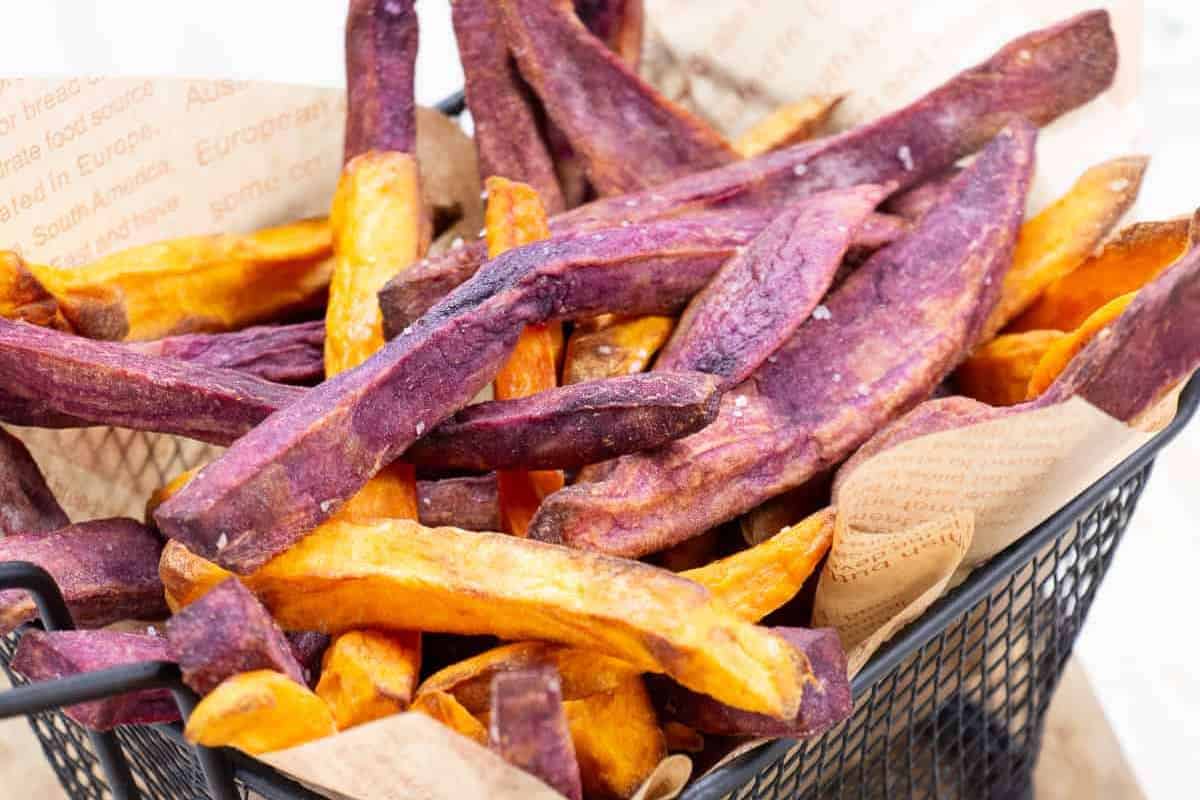 Bicolored Sweet Potato Fries in the Air Fryer. 