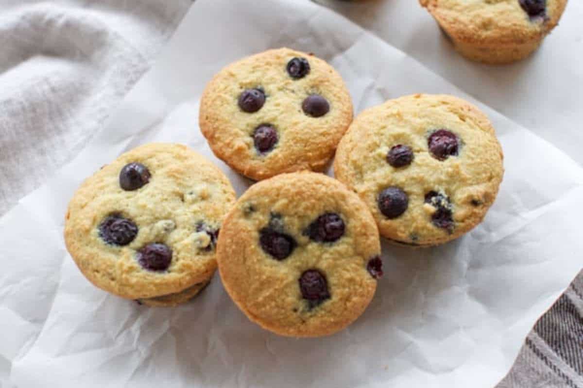 Keto Almond Flour Blueberry Muffins. 