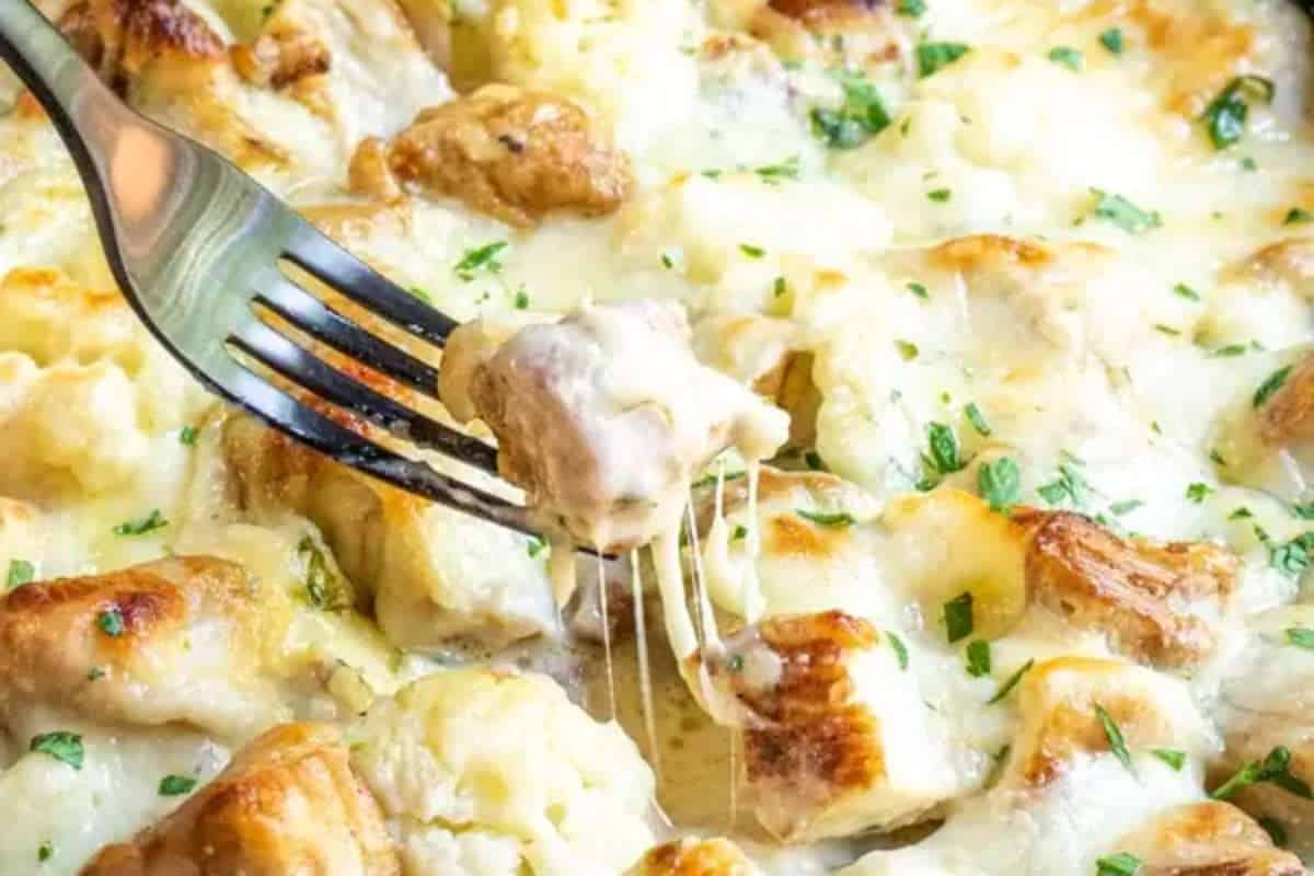 Keto Chicken Alfredo Casserole Recipe. 