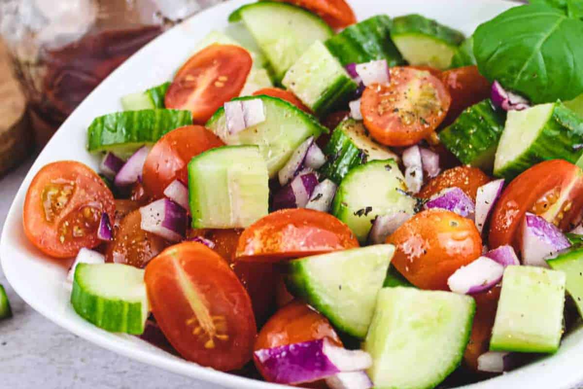 Panera Tomato Basil Cucumber Salad Copycat.