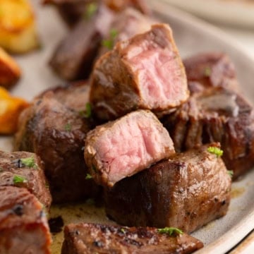 steak tips close up