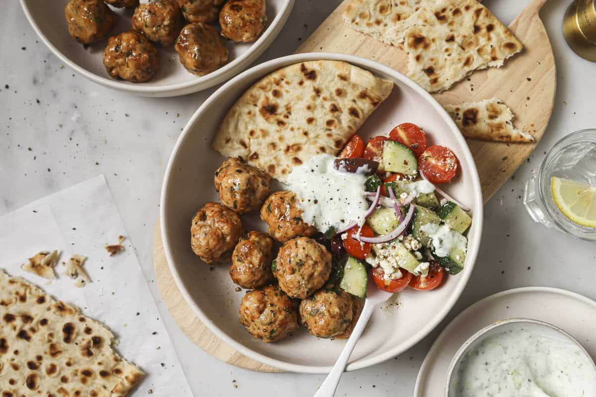 greek chicken meatball salad