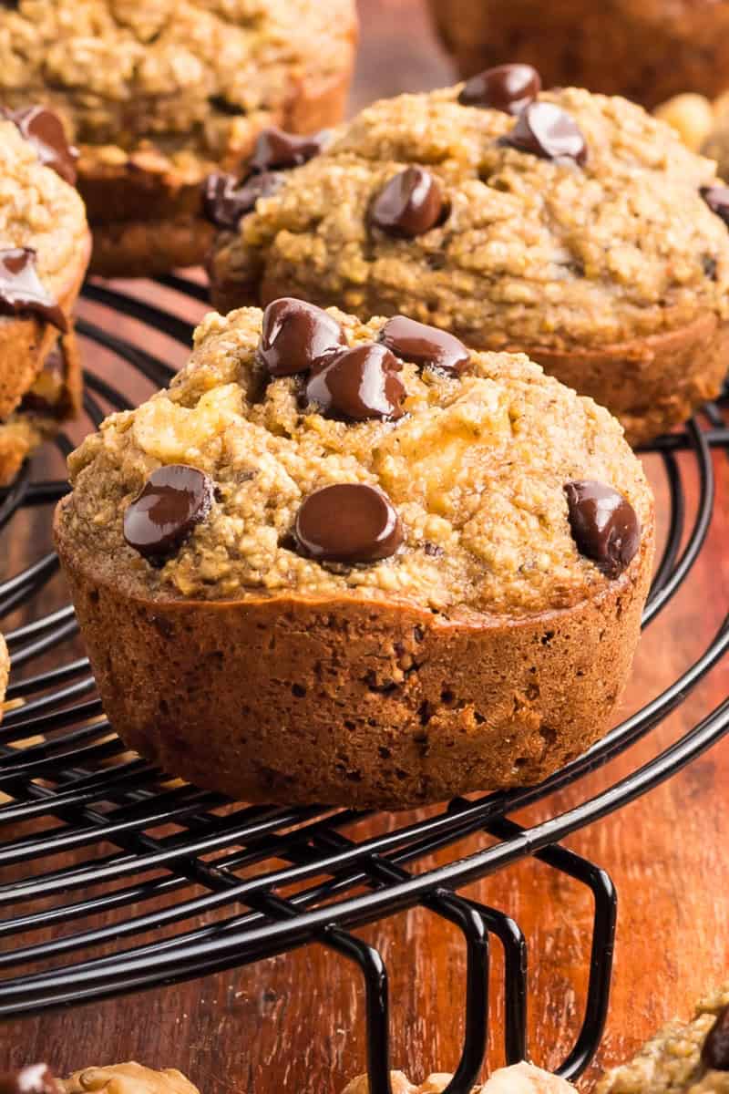 banana muffin on a cooling rack