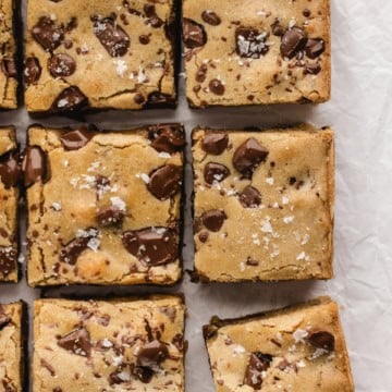 Brown butter blondies sliced into portions