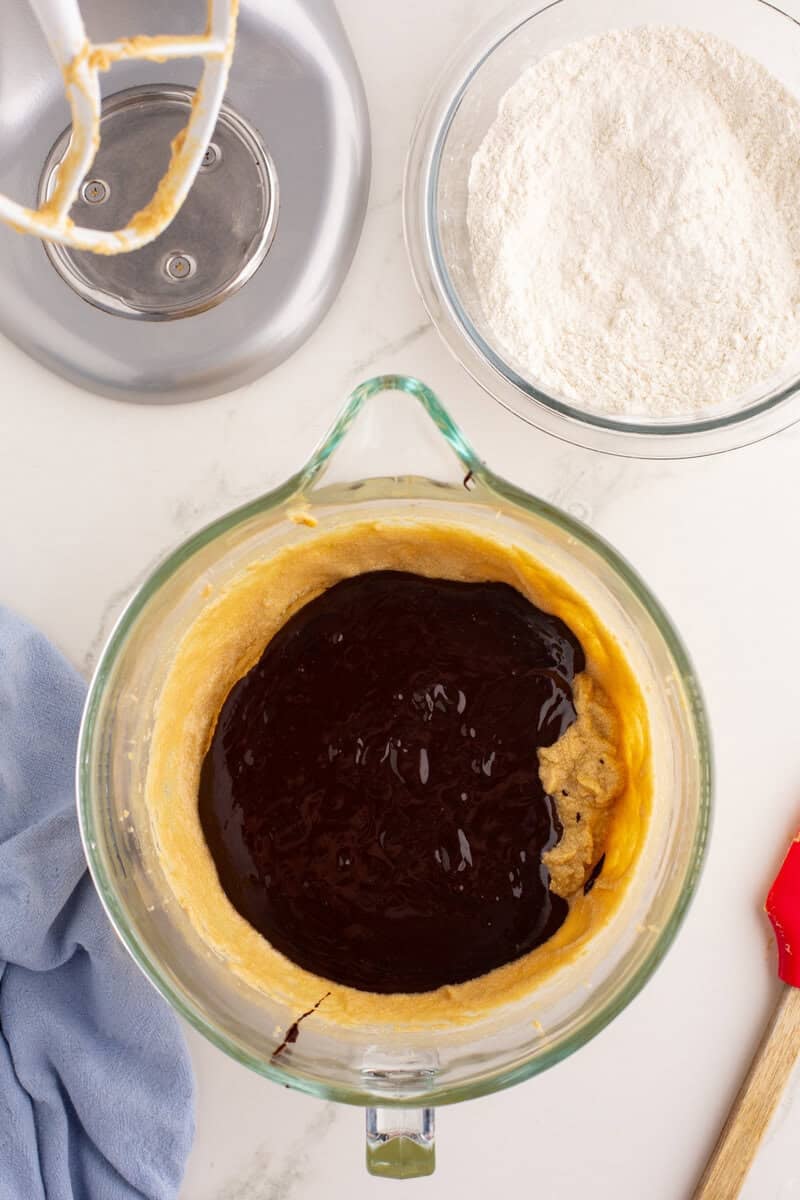 chocolate added to wet ingredients