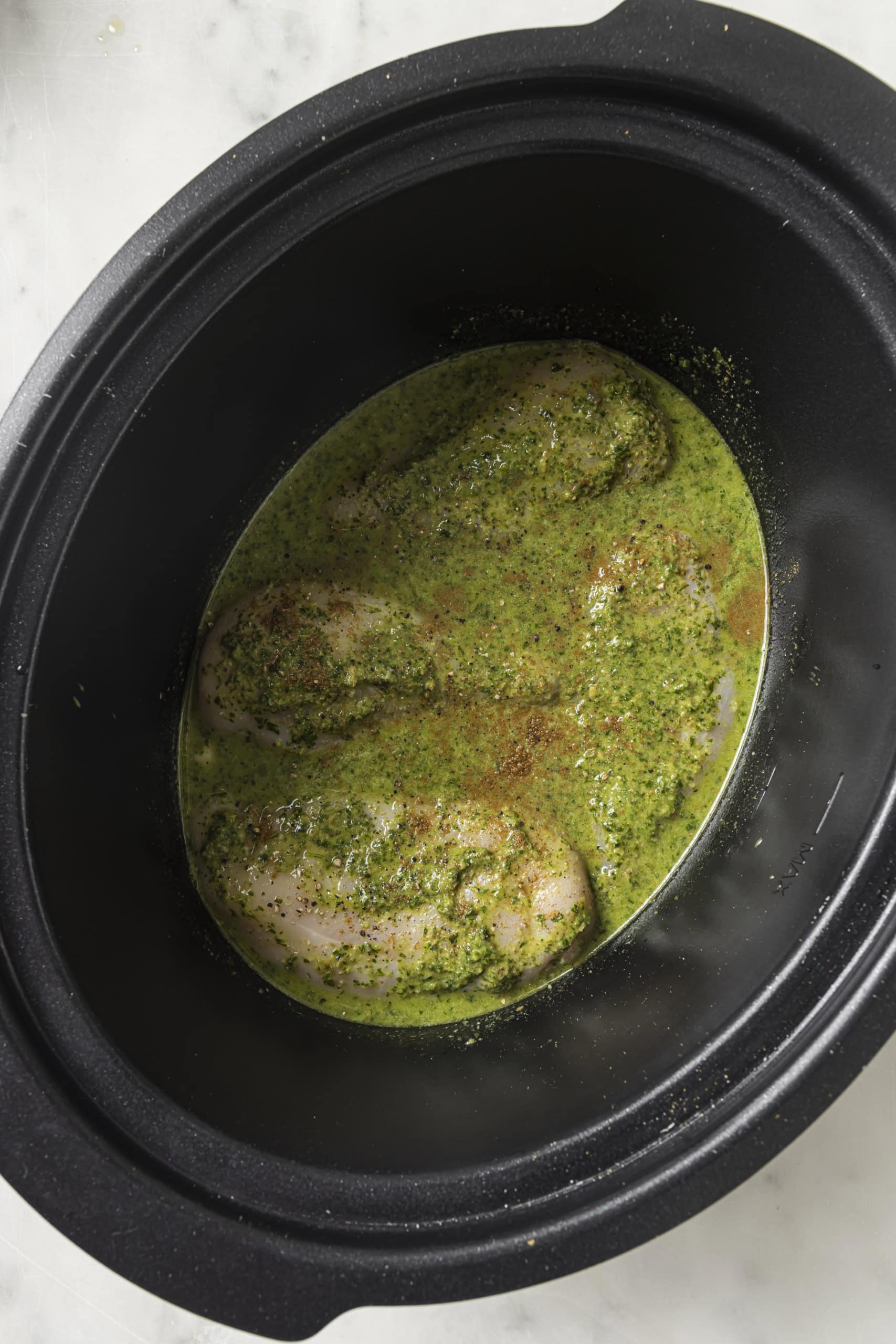crockpot with chicken and salsa verde