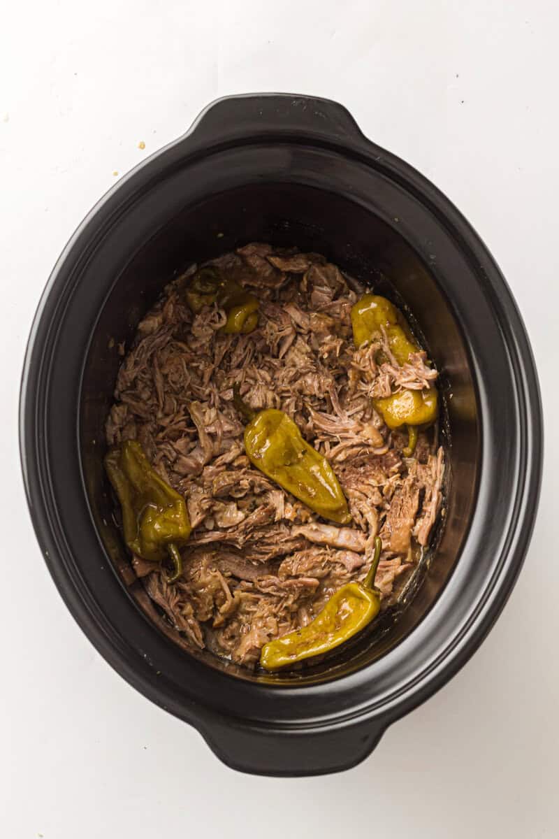 shredded pork roast in slow cooker