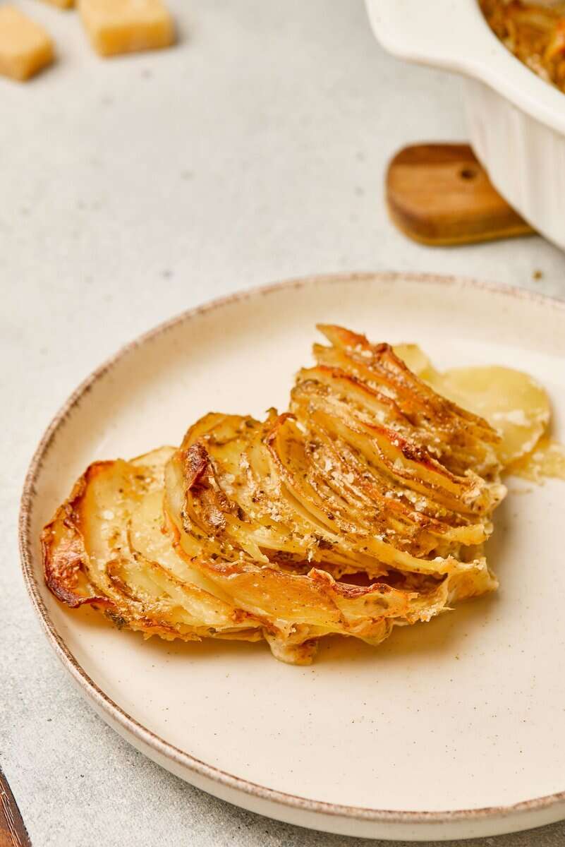 serving of scalloped potatoes on a plate