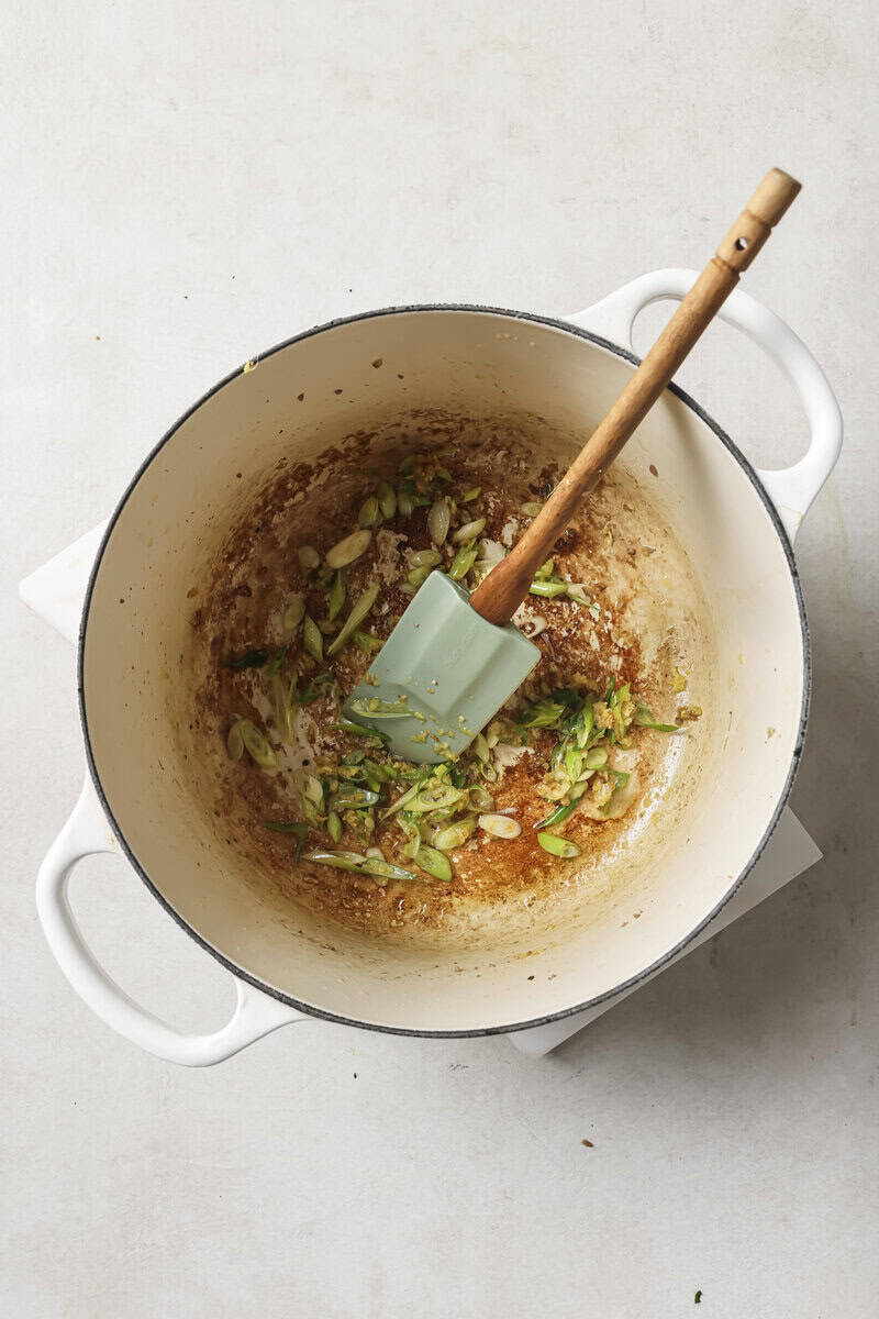 ground chicken with vegetables in a dutch oven