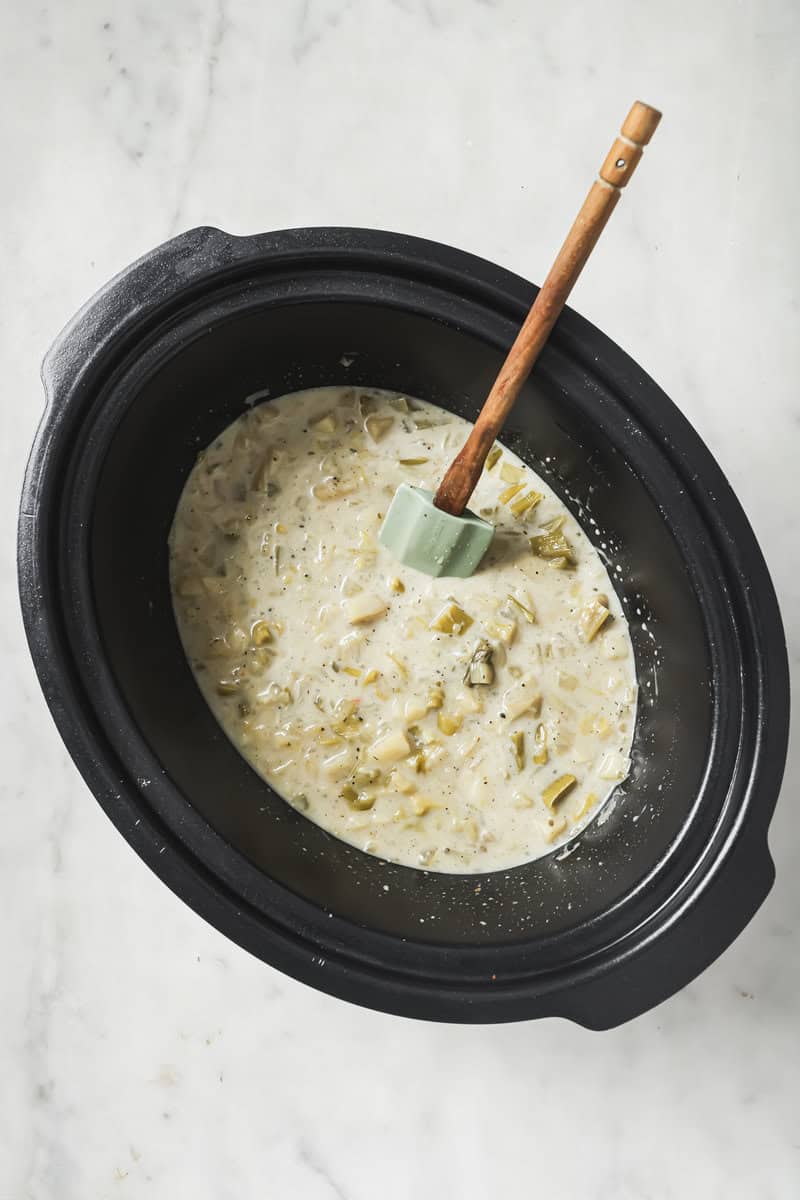 potato soup finished in the slow cooker