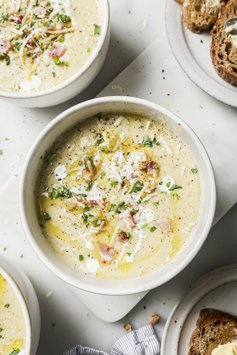 finished potato soup in a bowl