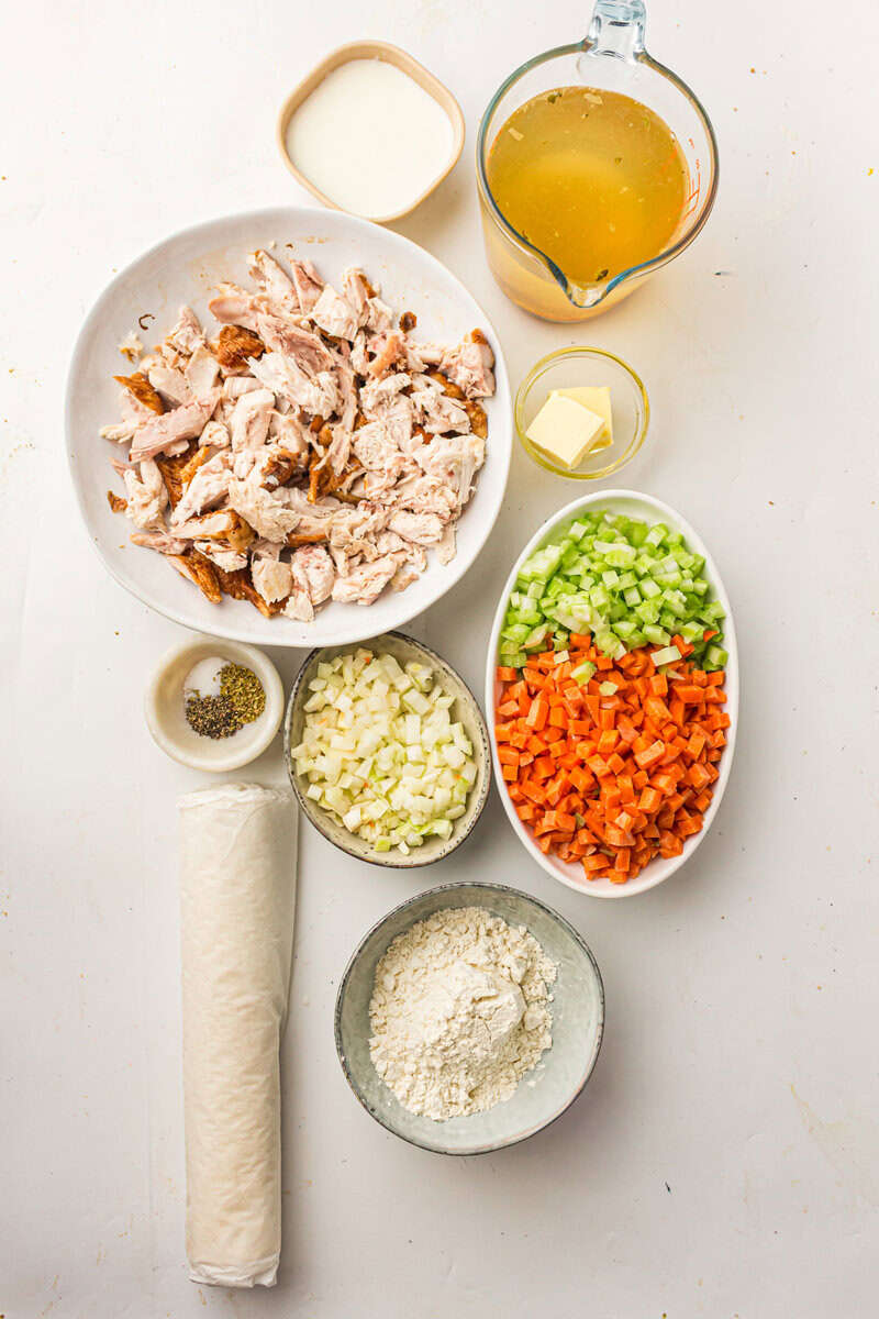 chicken and vegetables for chicken pot pie