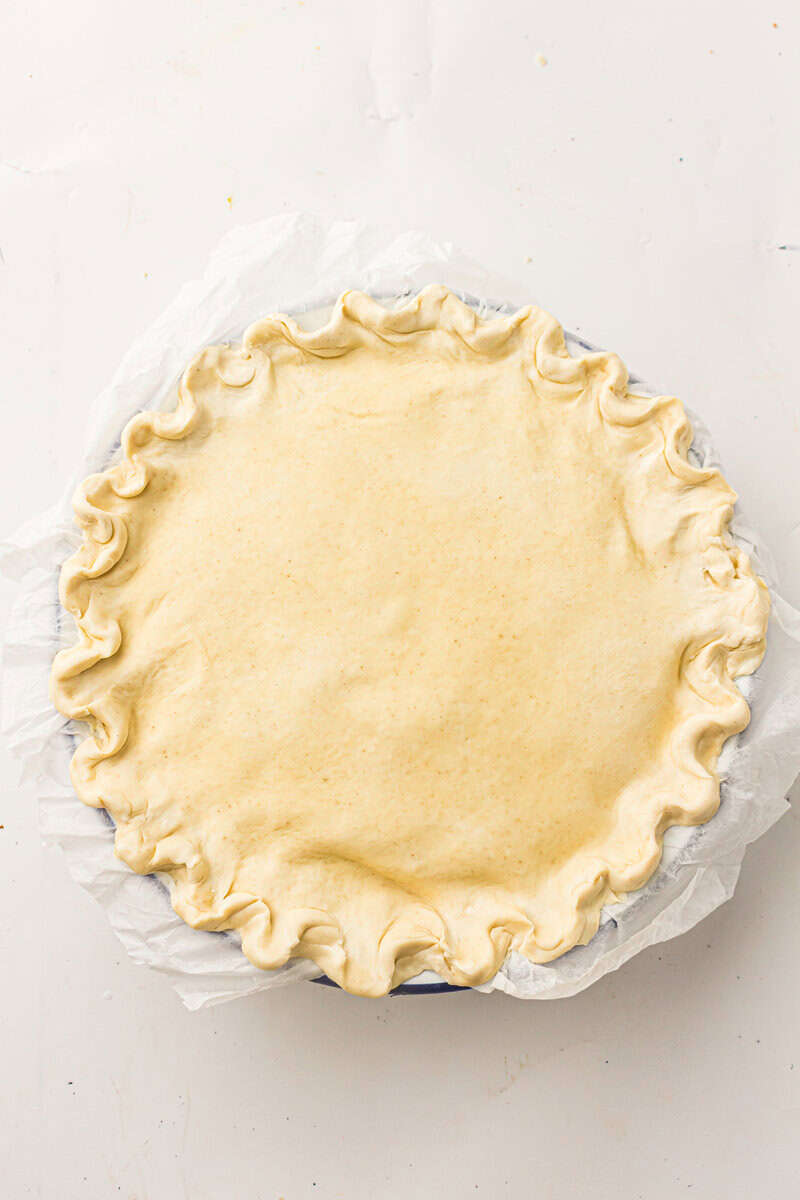 top curst put onto chicken pot pie