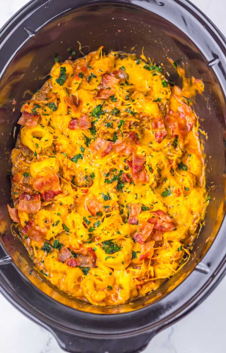 cheddar cheese added to the slow cooker