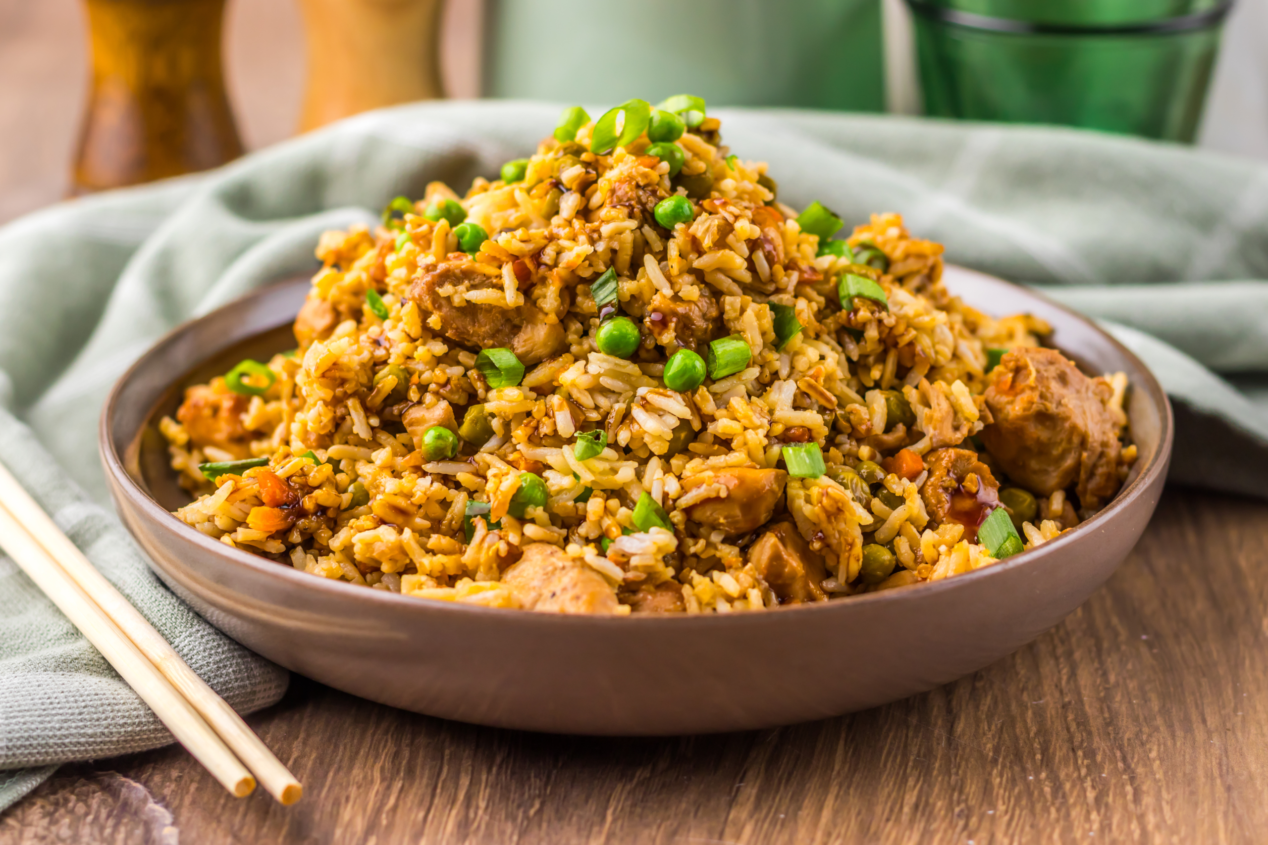 slow cooker fried rice in a bowl