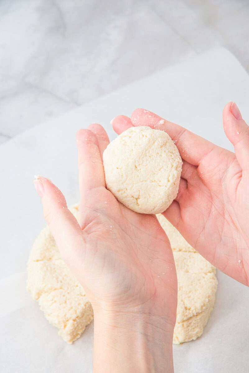 dough for gluten free almond flour bagels rolled into a ball