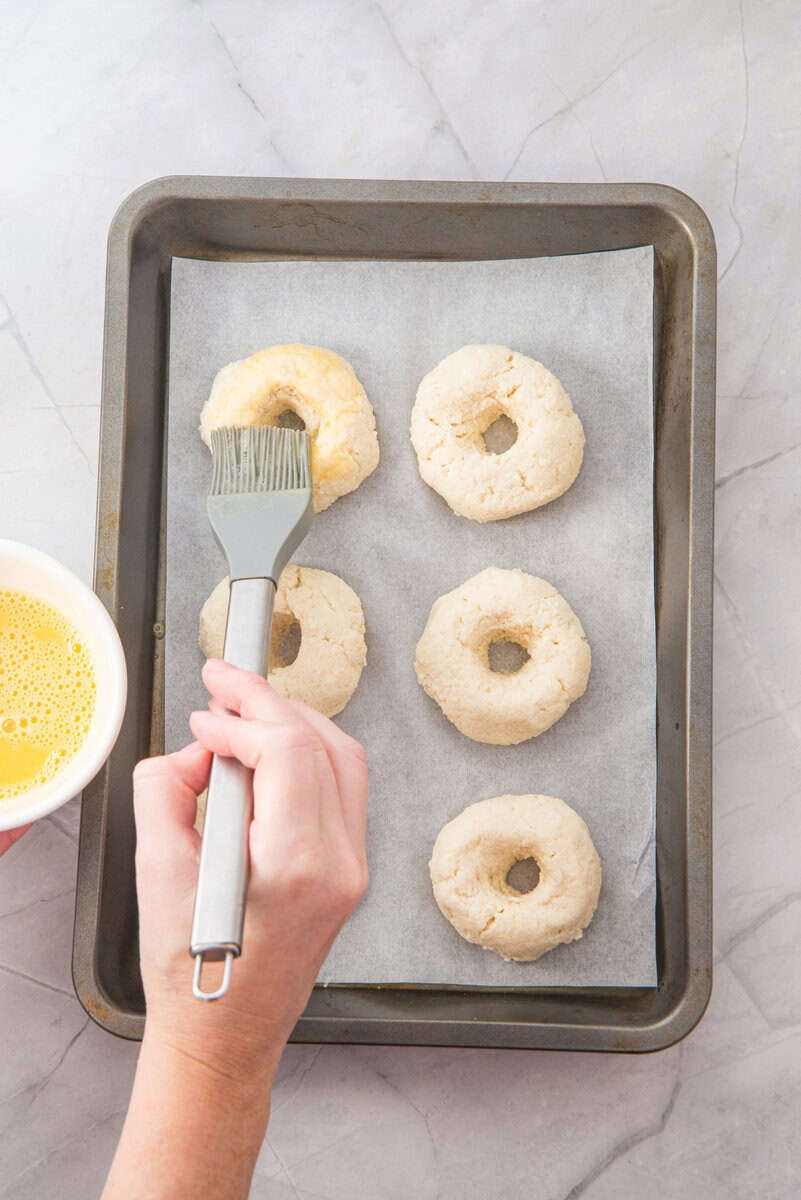 gluten free almond flour bagels bring brushed with butter