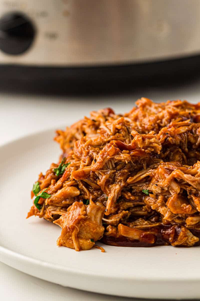 slow cooker barbecue pulled pork on a plate