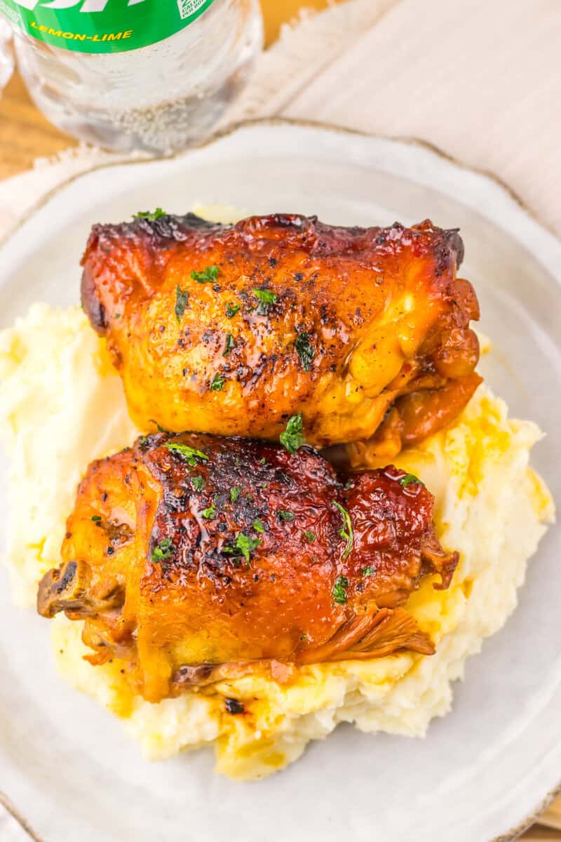 chili chicken thighs on mashed potatoes