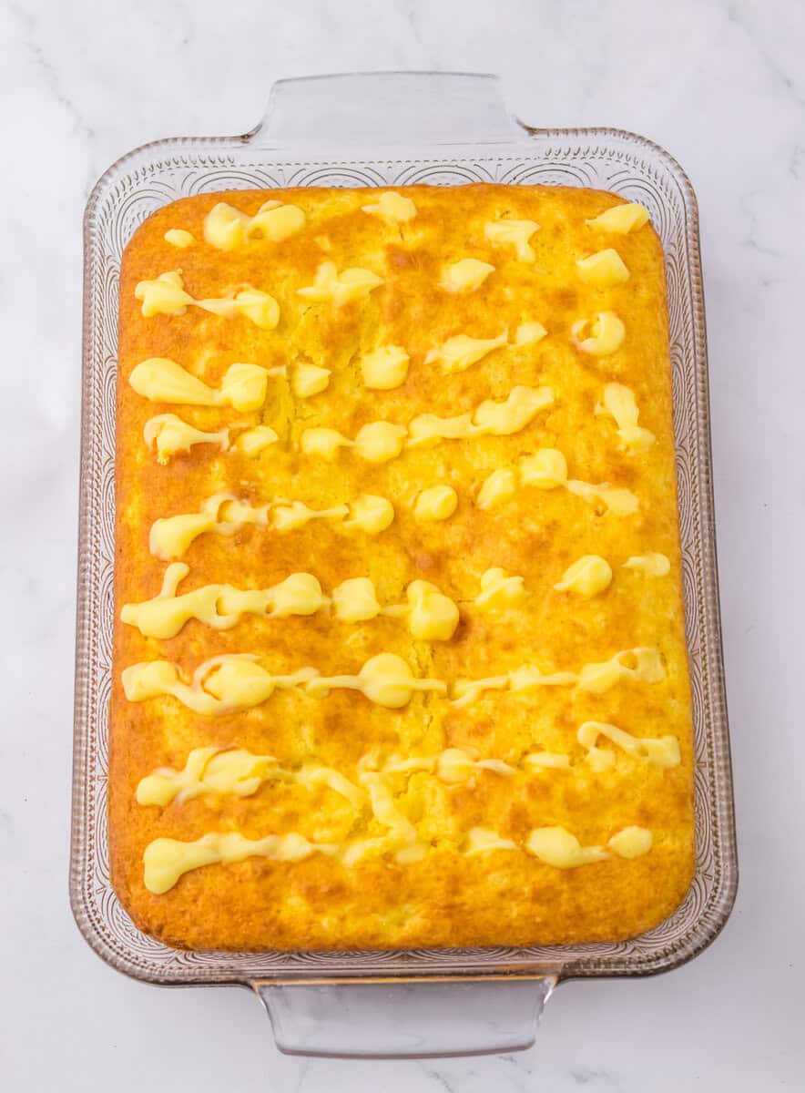 jello filling the holes in the poke cake