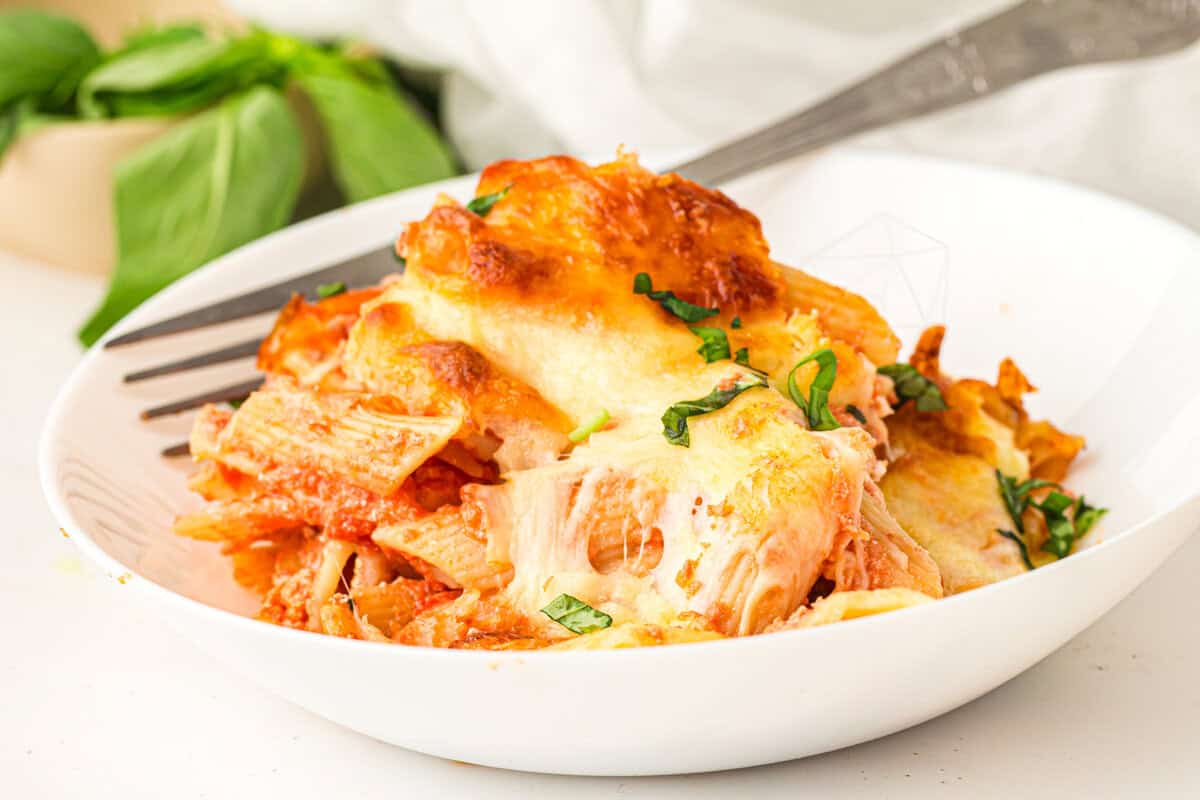 baked ziti on a plate