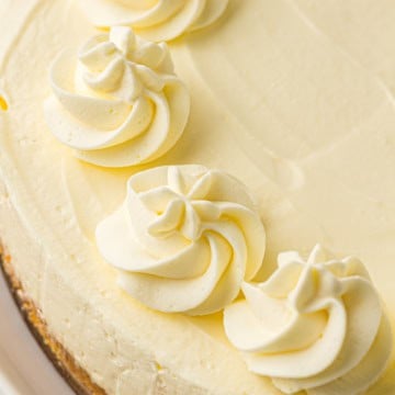 roses on top of cheesecake