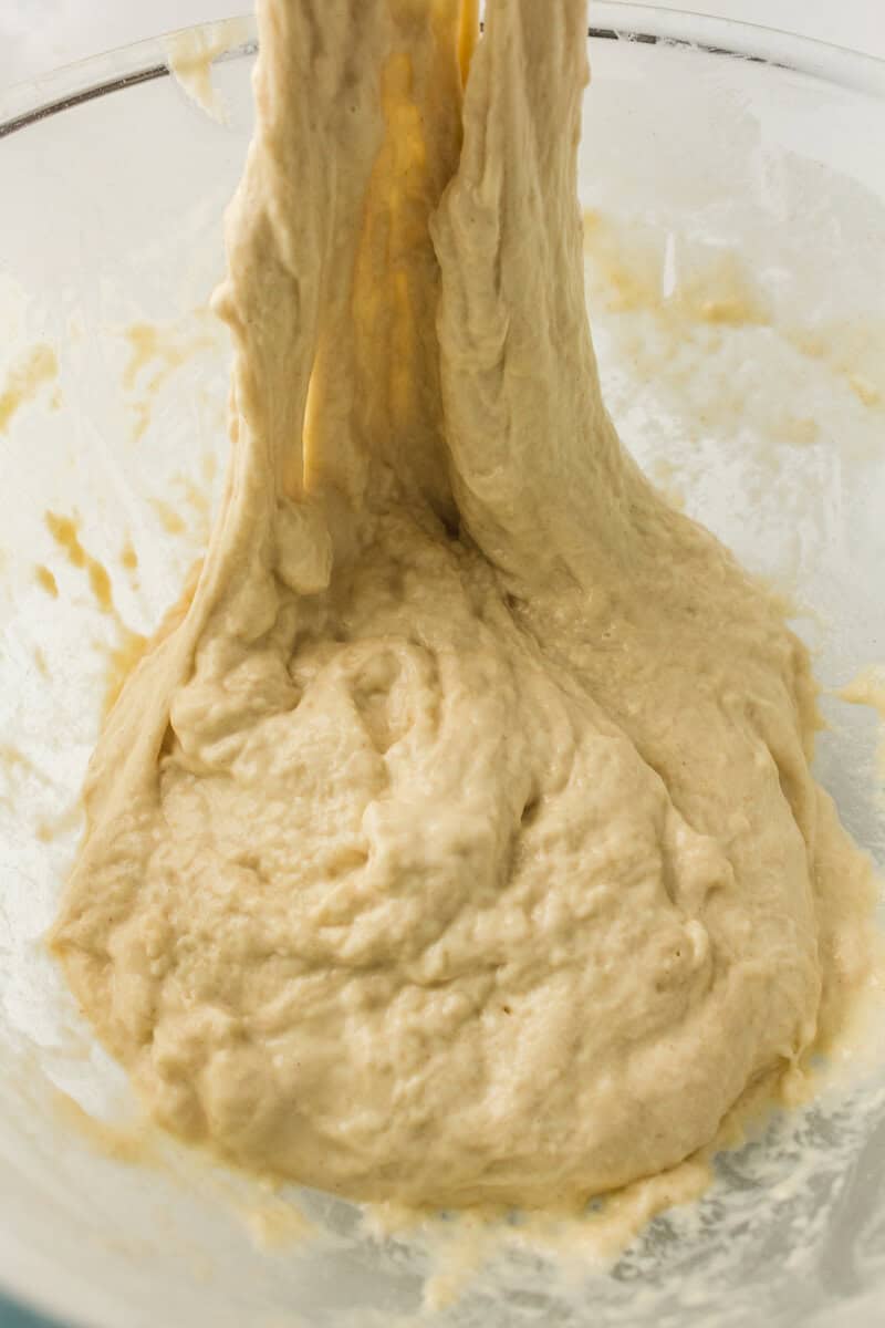 stretch and folds of sourdrough